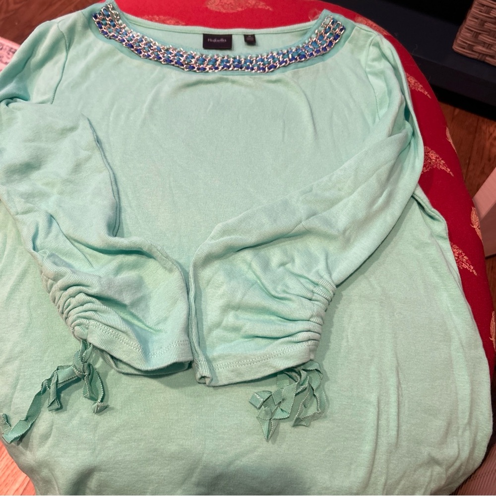 Chico's Mint Green Embellished Women's Top